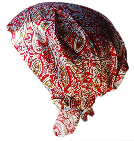 Cool4 Pañuelo de verano para playa, bandana, gorro de sol, protección solar, gorra de quimio, A04, Rojo con patrón de cachemira blanco camel
