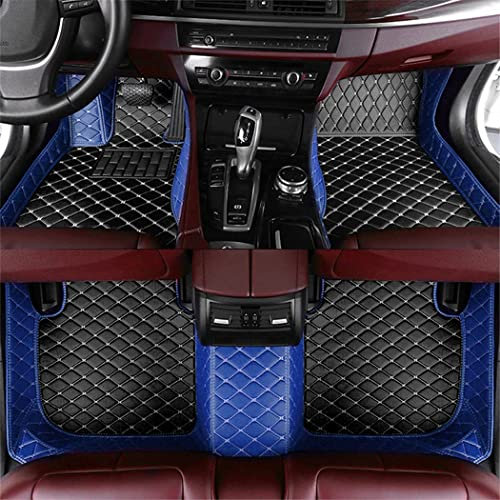 Custom Auto-Fußmatten für Mitsubishi ASX Eclipse Grandis Lancer Outlander Leder Wasserdicht Abriebfest Mit Aufbewahrungstasche Auto-Fussmatten,Farben:Patchwork schwarz und blau