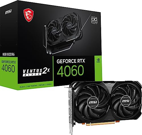 MSI Gaming GeForce RTX 4060 Grafikkarte, 8 GB GDRR6, 128-Bit, HDMI/DP, NVLink, mit Torx 4.0 Lüfter, Grafikkarte mit Ada Lovelace Architektur (RTX 4060 Ventus 2X Farbe Schwarz 8G OC)