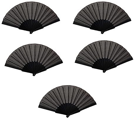 Floatdream 5 Pezzi Ventaglio Pieghevole, Ventaglio Cinese, Ventaglio di Stoffa Orientale Pieghevole, Adatto per Accessori per la Casa, Decorazioni Fai-Da-Te, Oggetti di Scena