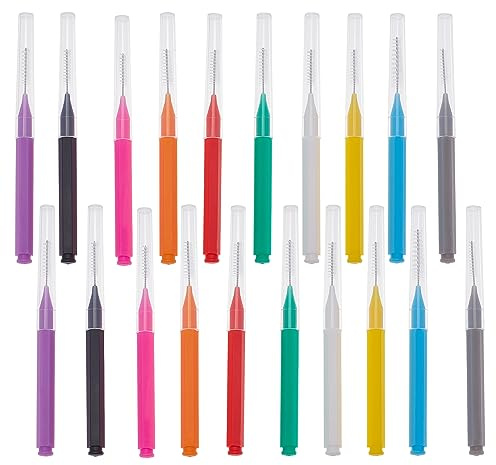 NICENEEDED 20 Stück Mikro-Augenbrauenpinsel Mit Kappe, Augenbrauen-Spoolie-Pinsel, Mikro-Augenbrauen-Laminierpinsel, Multifunktionales Spooly Lash Mascara-Bürsten-Kamm-Werkzeug Für Wimpern-