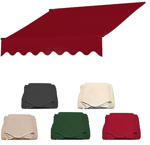 Markisenbespannung Canvas Markisenstoff (ohne Rahmen) Markisen Ersatzstoff Markisenstoff Wechseln Balkonmarkisen Sonnenschutz Stoff Außen Markisenstoff Wasserdicht-Rot||2m