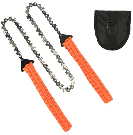 Taschen Kettensäge, 98 cm Handkettensägenseil 65-Mn Stahl Hochgliedmaßen Seilkettensäge mit 33 Scharfen Zähnen Tragbare Kettensäge Hoher Reichweite für Camping, Jagd, mit Aufbewahrungstasche