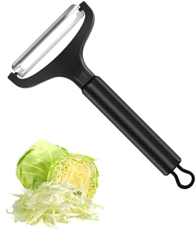 LHS Cabbage Peeler for Kitchen, Wide Mouth Vegetable Peeler, Stainless Steel Fruit Shredder Slicer with Non-Slip Handle and Sharp Blade,Black
