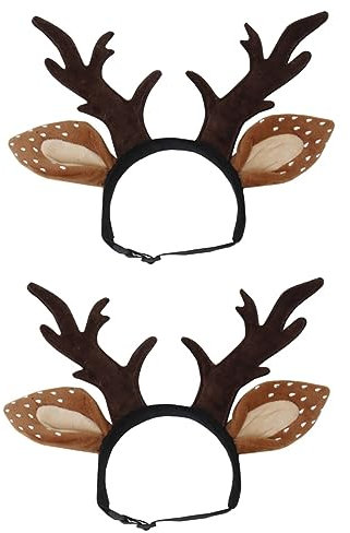 FRCOLOR 2pcs Deer Antlers Headband for Cats Christmas Pet Hair Band Elk Headpiece Cat Grooming Product Christmas Toy