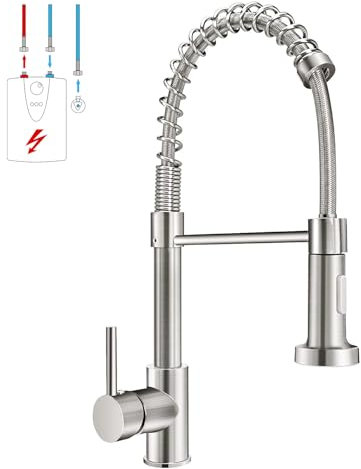 Wasserhahn Küche Niederdruck Küchenarmatur Niederdruckarmatur mit 2 Wasserstrahl, Armatur für Boiler/Untertischgeräte, 360° schwenkbar, Einhand-Mischbatterie, Spültischarmatur für Küchespüle