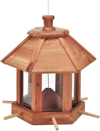 Bambelaa! XXL Vogelfutterhaus Vogelhaus zum Aufhängen aus Holz Wetterfest Groß Vogelhäuschen für Draußen Futterhaus mit Stabiler Aufhängeschlaufe und Abnehmbarem Dach (ca. 26 x 26 x 27 cm)