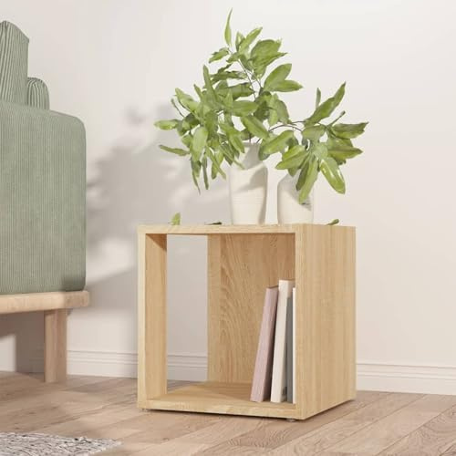 Tidyard Beistelltisch Couchtisch Sofatisch Holztisch Kaffeetisch Wohnzimmertisch Nachttisch Teetisch Pflanzenständer Telefonständer Tisch Sonoma-Eiche 33x33x34,5 cm Holzwerkstoff