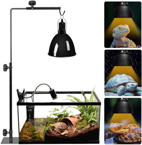 Portalampada rettile per gabbia habitat, supporto per lampade di calore rettili, altezza regolabile 35 – 65 cm, supporto per lampade di calore rettili, utilizzato per rettili come lucertole