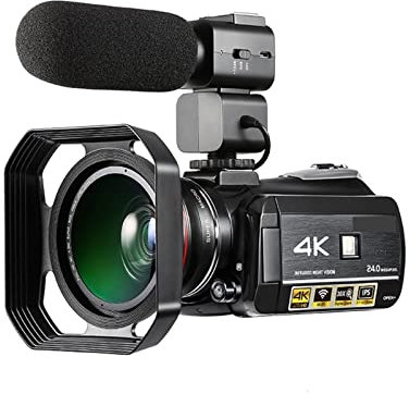 Caméra vidéo, caméscope, Caméscope de caméra vidéo 4K, AC3 IR Night Vision WiFi Digital Vlogging Caméra professionnelle, Tuber Vlogging Caméscopes Full HD pour les réunions de famille, les voyages(Bun