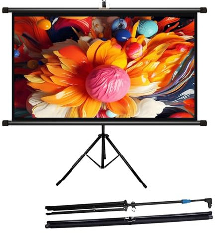 Stativ-Leinwand Format 16:9/4:3, 60/72 Zoll Heimkino Beamer Projektionsleinwand Stativ Leinwand, Projektor Leinwand für Indoor Und Outdoor für Film und Büropräsentationen(16:9,72in)