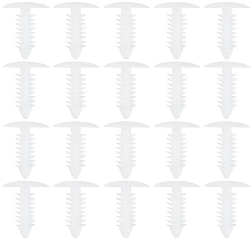 LT Easiyl Lot de 20 clips de fixation pour plaque d'immatriculation avant Blanc | 18,2 x 20 x 5,5 mm, convient pour les trous de 6 à 7 mm, capuchons de trou de pare-chocs