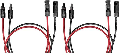 Offgridtec Solarkabel Verlängerungskabel PV-Stecker zu PV-Stecker 6mm², 1,5m rot/schwarz (Packung mit 2)