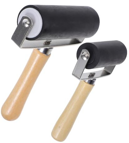 OSALADI 2stücke Walzenwerkzeug Zum Drucken Von Grafiken Gummiwalze Mit Holzgriff Tintenauftragsgerät Für Basteln Diy-kunstprojekte Walzenapplikator Für Gleichmäßigen Farbauftrag