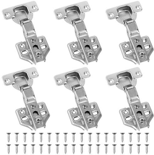 Bisagras de Puerta de Armario de 110 Grados, 6 Piezas Bisagras de Muebles con Tornillos, Bisagra de Puerta de Cocina, Bisagra de Rollo Frío para Muebles, Hogar, Estanterías
