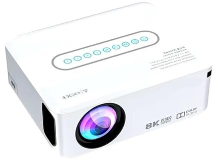 KKENZA Proiettore Intelligente X1 T972 4K Quad Core 5G WiFi LED 8K Video Full HD 1080P Proiettore for Home Theater Proiettori 4K(White,EU Plug)
