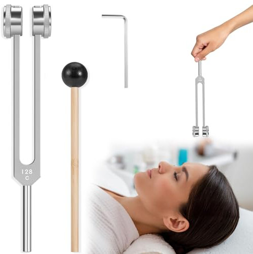 Lenvia 128hz Heilinstrument, Stimmgabel Therapie - Professionelles Set mit Silikonhammer & Zubehör für Klangtherapie, Medizinische Stimmgabeln für Klangtherapie, Dna-Heilung & Anti-Stress