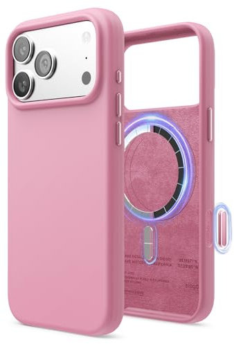 elago Cover Magnetica in Silicone Liquido per iPhone 17 Pro Max (6,9) | Compatibile con MagSafe, Antiurto, Sottile, Finitura Soft-Touch (Rosa Shock)