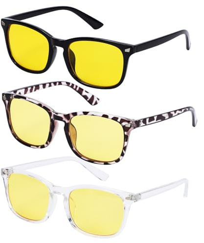 Mayoii 3 Pairs Night Driving Glasses Polarized Anti-Glare Night Vision Glasses For Men And Women, Yellow Lens Glasses Set, Suitable For Driving, Fishing, Cycling