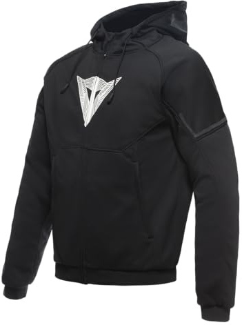 DAINESE - Daemon-X Safety Hoodie Full Zip, Sweat-Shirt De Moto En Tissu, Protections Des Épaules Et Des Coudes, Veste Moto Pour Hommes, Noir/Blanc, 52