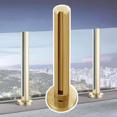 Sistema de barandilla de vidrio para escaleras, balaustres redondos y postes de 105 cm de altura, elegante barandilla de vidrio para terrazas interiores y exteriores
