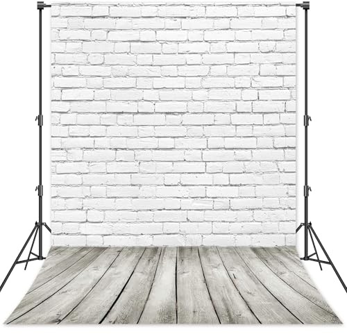 White Brick Wall Backdrop 200x243cm, Thickened Polyester Photography Background for Adults, Kids, and Baby Photoshoots, Studio Back Drop for Photos