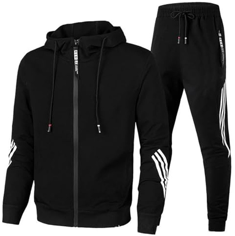 Udbeksid Jogginganzug Herren 2-Teilig Trainingsanzug Hausanzug Oversized Pullover Hoodie Und Baggy Baumwolle Jogginghose Sportanzug Kapuzenpullover Kapuzenjacke Jogginghose Jogginganzug Set (M,E)