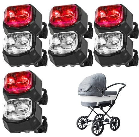 8 unidades de luz de silicona para cochecito de bebé, con batería y 3 funciones de iluminación, luz LED de advertencia impermeable con LED brillante para cochecito, corredor de exterior