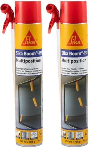 SIKA - Multiposition Espuma de poliuretano - SikaBoom-151 - Amarillo claro - De alta expansión, multiposición, para fijar, rellenar y aislar frente a ruidos, frío y corrientes de aire - 750ml
