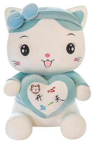 Xiyocadt Niedliches KäTzchen-PlüSchtier, PlüSchtier, PlüSchtier Katze, Haustier-KäTzchen, Weiches Anime-Katzen-PlüSchkissen, PlüSch-Katzenpuppe, Kissen, Spielzeug (80cm,Blau-A)