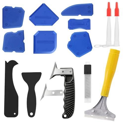 NICEIN Silikonentferner Werkzeug Set 24-Teilig, Profi Silikon Entfernen, mit Fugenkratzer, Verfugungsmesser, Silikon Fugenglätter, Silikon Entferner zur Entfernung & Erneuerung für Bad, Küche