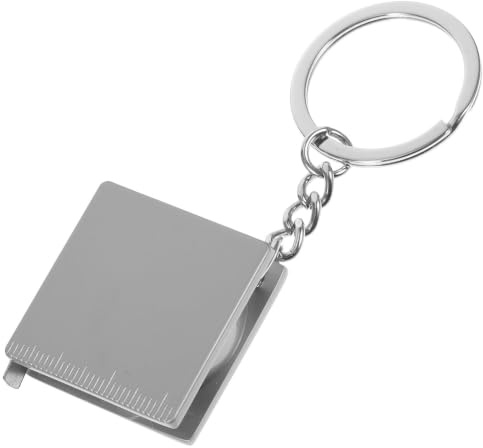 Flessometro Portachiavi in Metallo 1m Retrattile con Blocco | Misura Fino a 70cm, Argento, Catena Inclusa, Pratico per Casa e Attività All'aperto