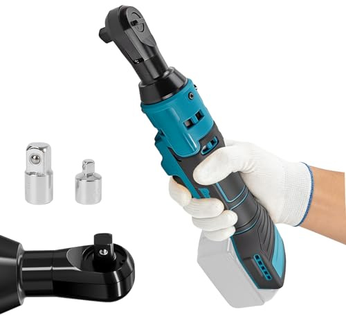 3/8 Cordless Ratchet Wrench Compatible with MAKITA 18-21V Batteries, 80N.m 280RPM Electric Ratchet Wrench with 1/4 & 1/2 Adapters for Car Repair and DIY Projects