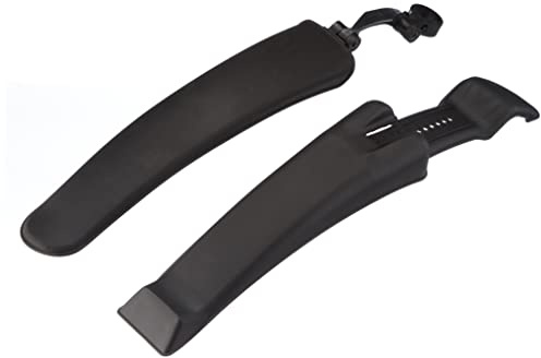 FISCHER Fahrrad MTB Spritzschutz-Set | vorne und hinten | anschraubbar | mit Winkelanpassung | breite Bauform | schwarz | 24-26 Zoll