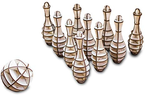 EWA EcoWoodArt 3D Holzpuzzle für Jugendliche und Erwachsene - Bowling DIY-Bausatz zur Selbstmontage - kein Kleber erforderlich