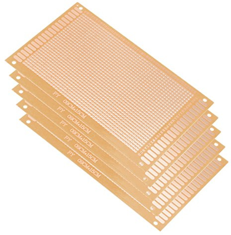 sourcingmap 9x15cm Single Sided Stripboard Universal Paper Printed Circuit Board Thickness 1.2mm for DIY Soldering Brown 5pcs