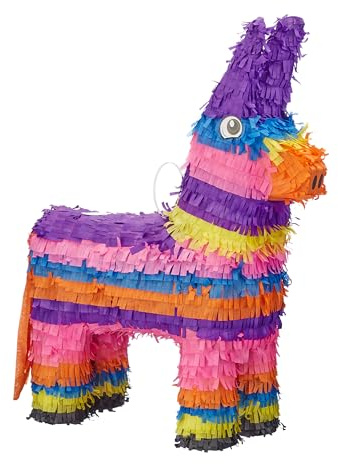 Relaxdays Pinata Esel, zum Aufhängen, Kinder, Mädchen, Jungs, Geburtstag, zum Befüllen, HxBxT: 55 x 40 x 13 cm, bunt | Geburtstag, zum Befüllen, HxBxT: 55 x 40 x 13 cm