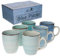 MamboCat 6-TLG. Kaffeebecherset Blue 350 ml Blaue Steingut-Tassen rund Trink-Becher für Heiß-Getränke Tee-Pott abstraktes Strudel-Dekor Geschirr
