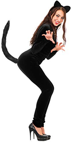 Balinco Katzenkostüm Set, Katzenohren Haarreif & Biegbarer Katzenschwanz, Kostüm-Accessoire für Damen, Ideal für Halloween, Karneval, Fasching