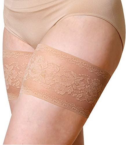 Bandelettes Original patenterade elastiska anti-skav lårband, bekväma och halkfria – Beige Peony, storlek D (X-Large, 68–72 cm)