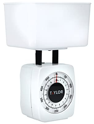Taylor Balances de Cuisine Mécaniques avec Bol, Haute Précision avec Fonction Tare, Compact Blanc 500 g de Capacité