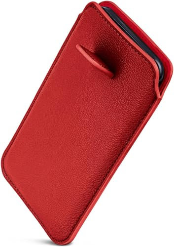 ONEFLOW Liberty Case für OnePlus Nord Handy Einsteckhülle mit Rückzugfunktion, PU Leder Handytasche, Schutzhülle mit Lasche, Sleeve Etui Hülle zum Einstecken, Rot