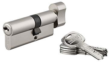 THIRARD - Cylindre de Serrure à Bouton Débrayable - Trafic 6 - Laiton - Haute Sécurité - Cylindre Européen - Anti-Arrachement, Anti-Perçage, Anti-Crochetage - 30B x 40 mm - Gris - 5 Clés Réversibles