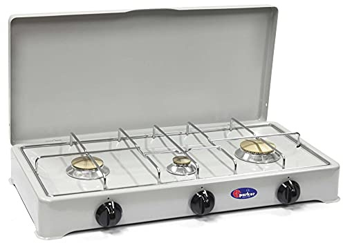 Parker Fornello 3 fuochi a gas GPL (gas bombola) grigio per uso esterno - mod. 5328CG