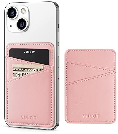 VULKIT Phone Card Holder Slim Leather Adhesive Pocket RFID Blocking Credit Card Sleeves Sticker for Back of Smartphone for Men or Women