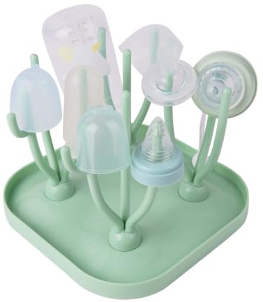 Vicloon Trockenständer für Babyflaschen mit Abtropfschale - BPA-freies Zubehör zum Trocknen von Babyflaschensaugern - Grün