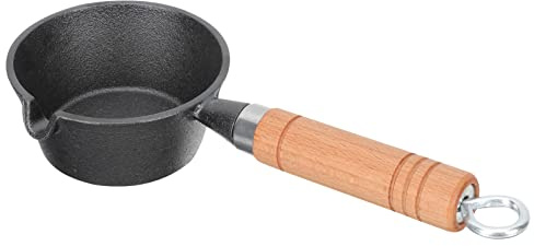 YARNOW Mini Cast Iron Pot Small Oil Pan with Long Handle Non-Stick Skillet for Kitchen Cooking Camping Picnic Outdoor Use 11.02X4.33X1.97In