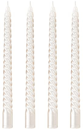 Wrcevtor 10 inch White Spiral Taper Candles Set of 4pcs,Long Candle Sticks Unscented, Smokeless with Cotton Wick, Ideal for Halloween,Christmas,Thanksgiving,Dinner, Weddings & Home (10 INCH, White)
