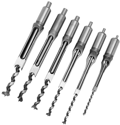 6 Stück Quadratloch-Bohrer, Quadratloch-Säge-Bohrer-Set Holzbohrer für quadratische Löcher DIY Holzbearbeitung Werkzeug Spiralbohrer Kits 6,4mm / 8mm / 9,5mm / 12,7mm / 14mm / 16mm