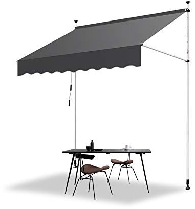 Sonnewelt Klemmmarkise für Balkon 300cm Breite,mit Handkurbel und höhenverstellbar,UV-beständig und wasserdicht,ohne Bohren,in Grau für Terrassen und Balkone